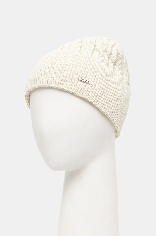 Вовняна шапка BOSS 50524289 бежевий AW24
