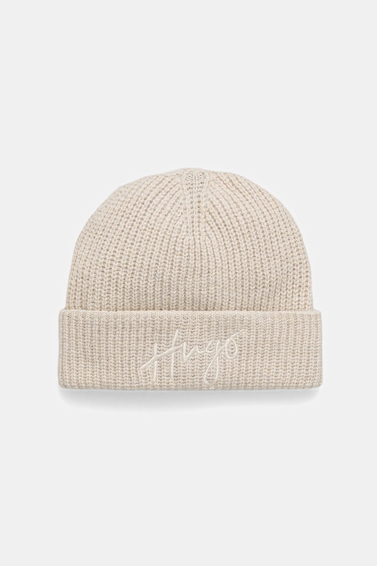 Čiapka s prímesou vlny HUGO s prímesou vlny béžová 50524104