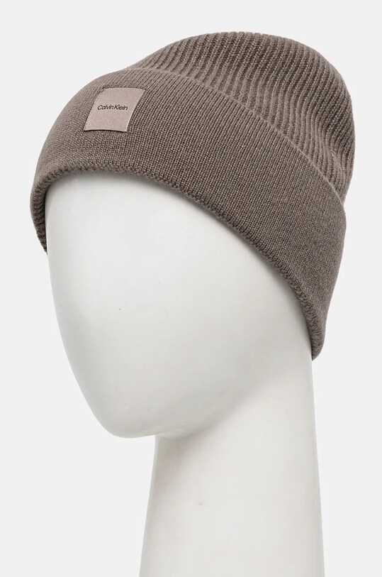 Вовняна шапка Calvin Klein K60K612584 коричневий NC24