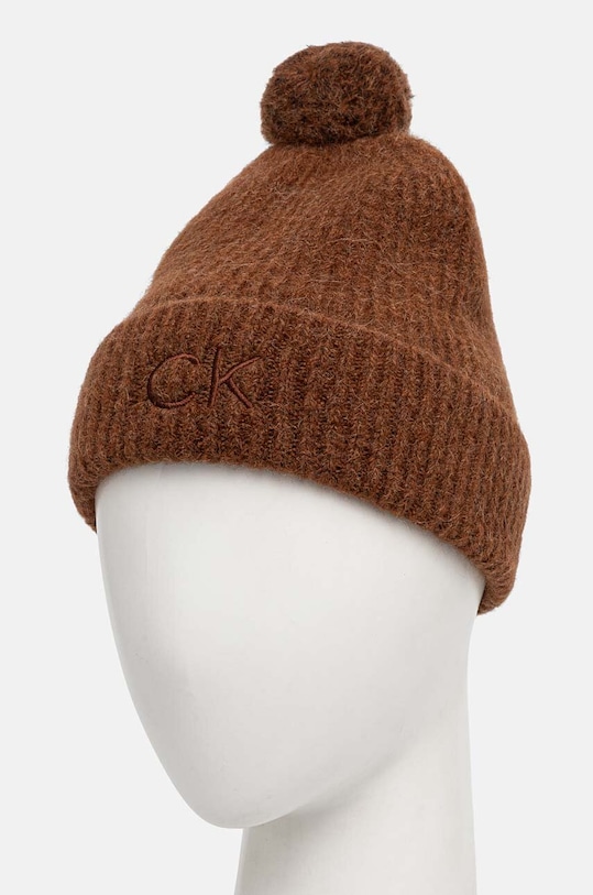 Шерстяная шапка Calvin Klein K60K612586 коричневый AW24