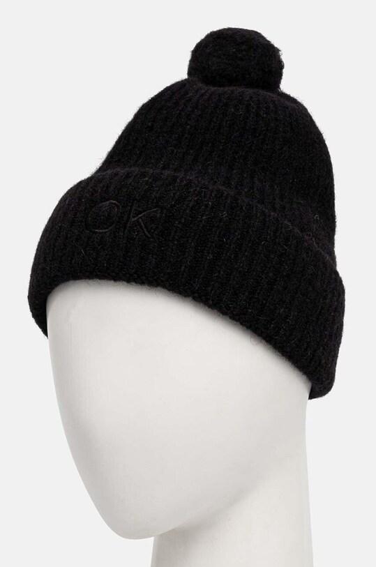 Vlněná čepice Calvin Klein K60K612586 černá AW24
