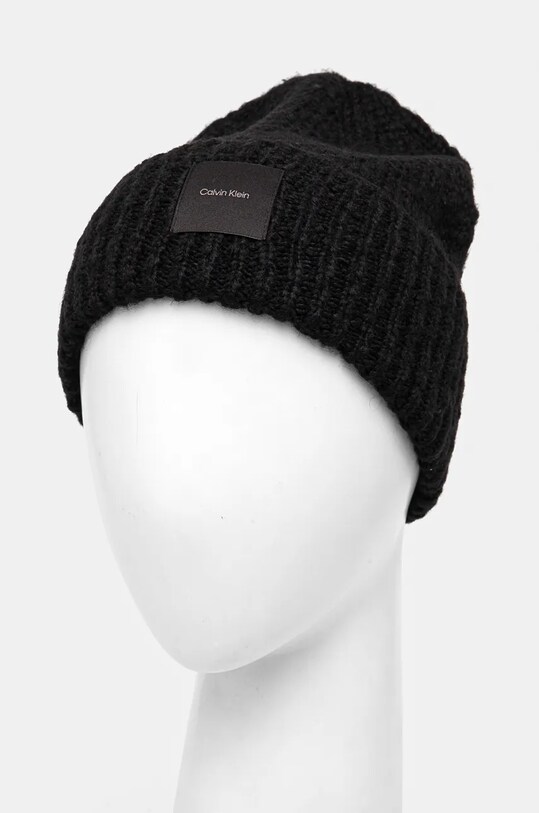 Шапка з домішкою вовни Calvin Klein K60K612593 чорний NC24