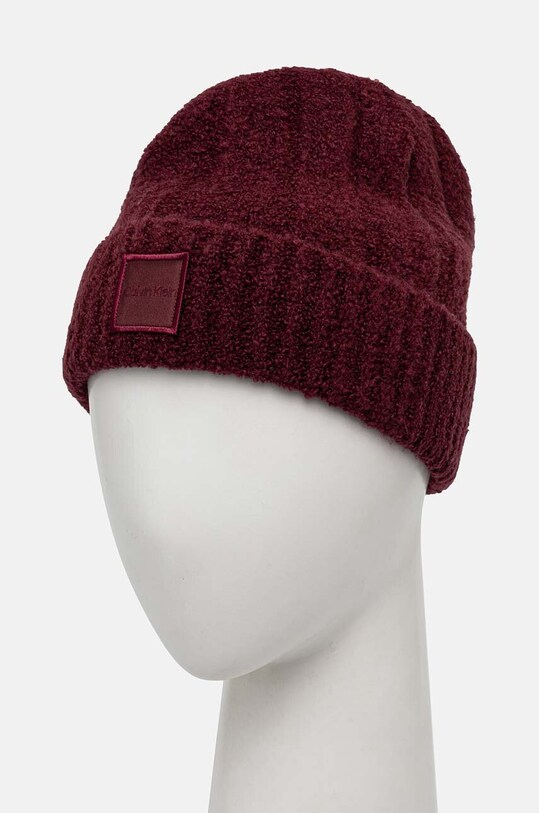 Calvin Klein czapka z domieszką wełny K60K612596 bordowy AW24