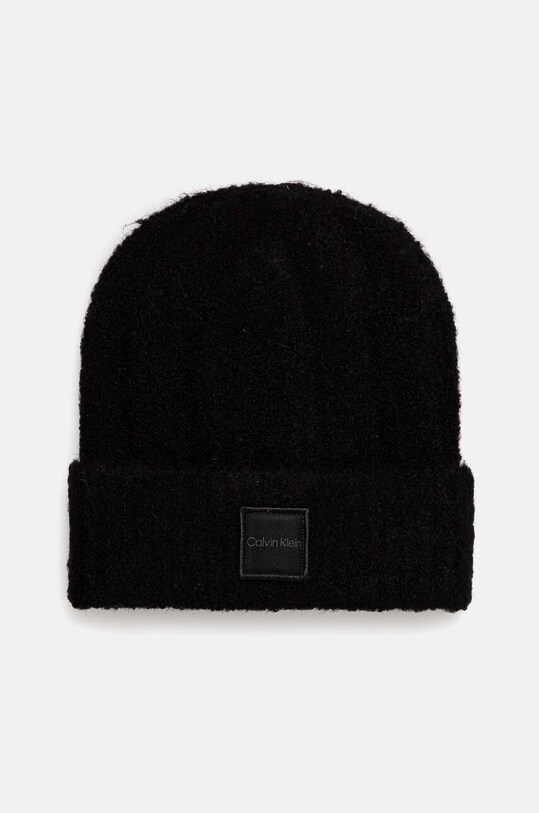 Шапка з домішкою вовни Calvin Klein з додаванням вовни чорний K60K612596