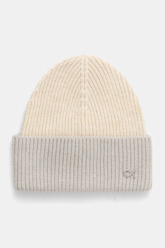 Calvin Klein caciula de lana cu modele bej K60K612598