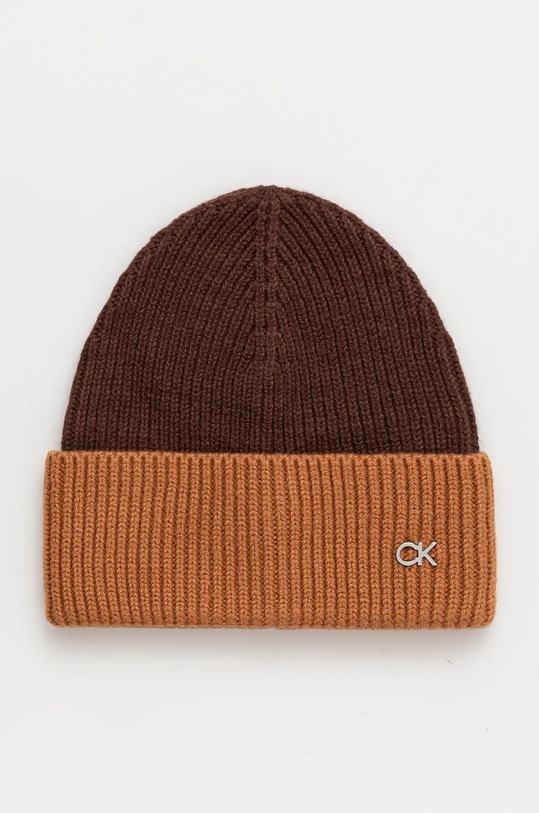 Calvin Klein caciula de lana cu modele maro K60K612598