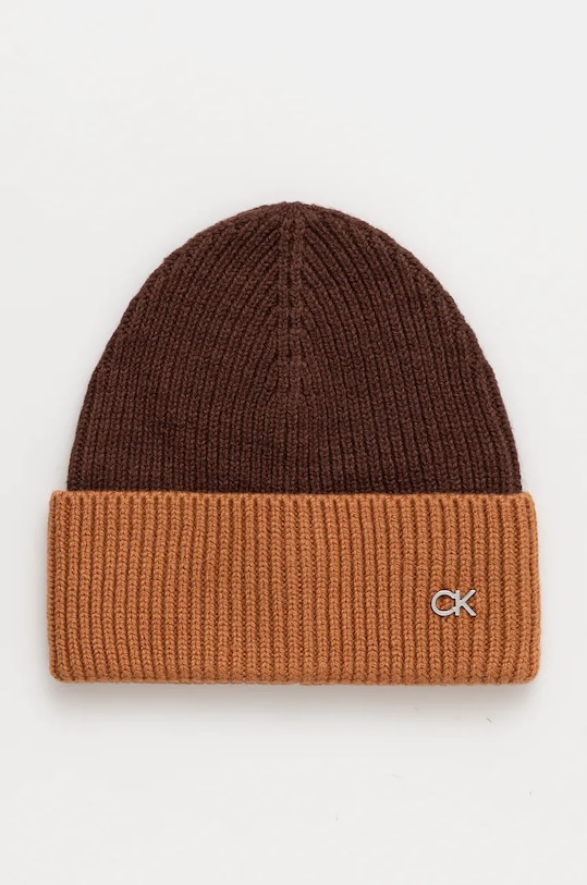 Calvin Klein caciula de lana cu modele maro K60K612598