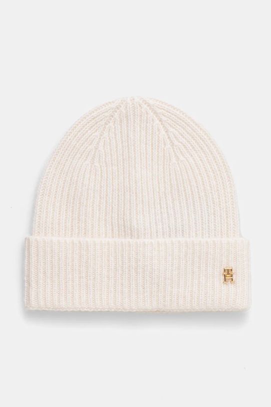 Kapa od kašmira Tommy Hilfiger bez uzorka bež AW0AW16623