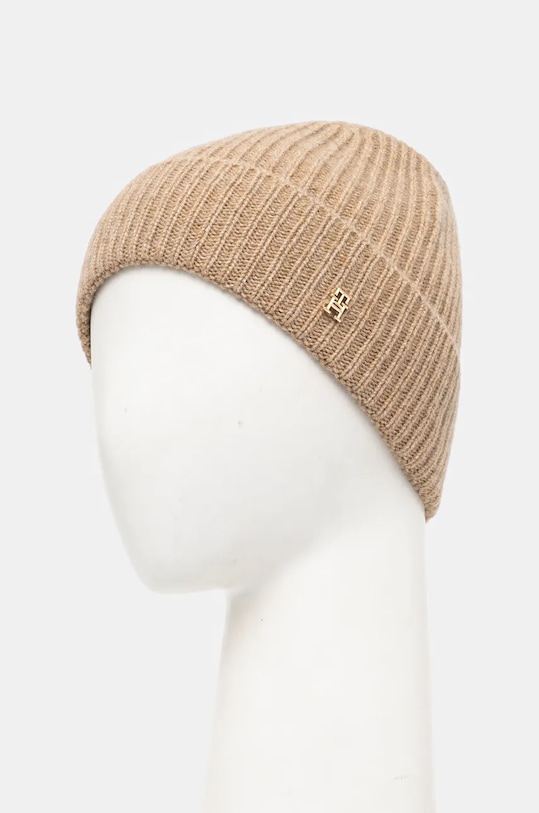 Kapa od kašmira Tommy Hilfiger AW0AW16623 smeđa AW24