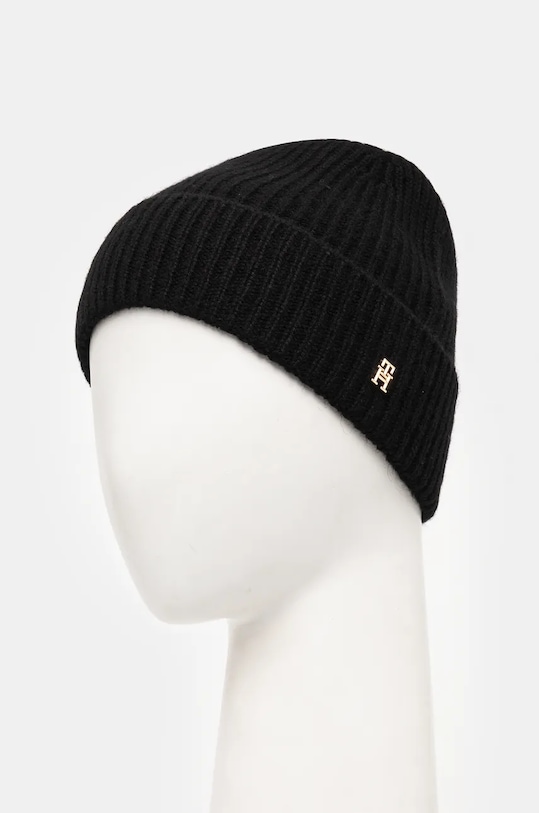 Kapa od kašmira Tommy Hilfiger AW0AW16623 crna AW24