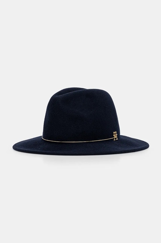 Vuneni šešir Tommy Hilfiger bez uzorka mornarsko plava AW0AW16625