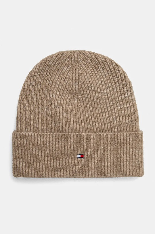 Kapa s dodatkom vune Tommy Hilfiger bez uzorka bež AW0AW16633