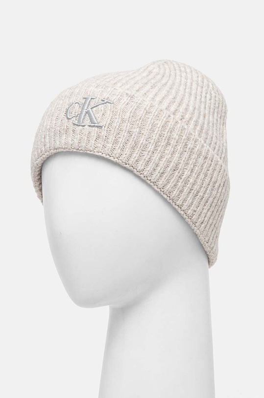 Čepice z vlněné směsi Calvin Klein Jeans K60K612321 šedá AW24