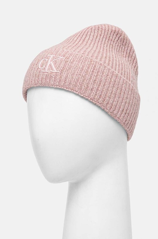 Calvin Klein Jeans czapka z domieszką wełny K60K612321 różowy AW24