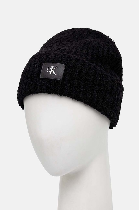 Vlněná čepice Calvin Klein Jeans K60K612652 černá AW24