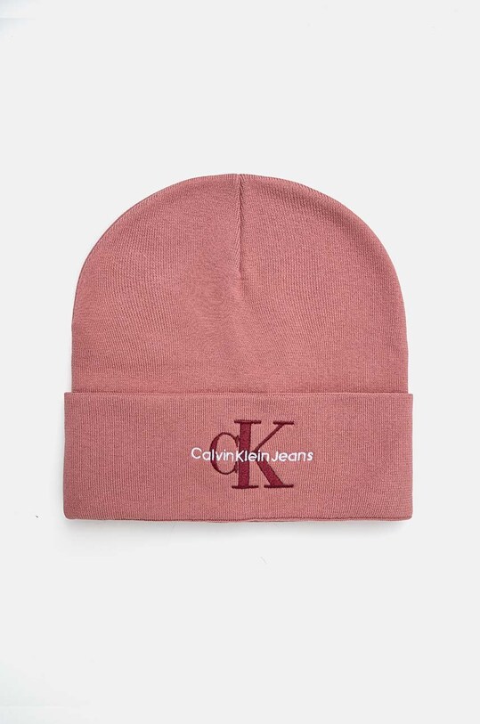 Хлопковая шапка Calvin Klein Jeans аппликация розовый K60K612668