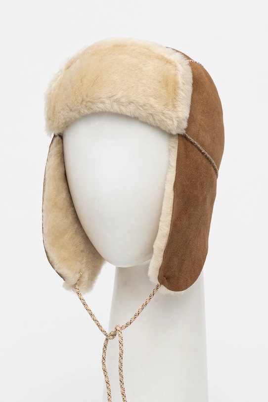 UGG czapka zamszowa aplikacja brązowy 100922