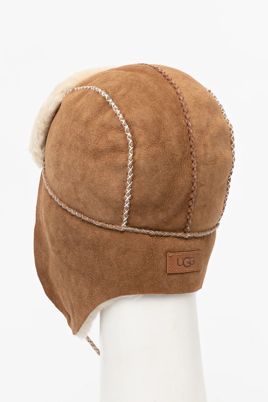 Akcesoria UGG czapka zamszowa 100922 brązowy