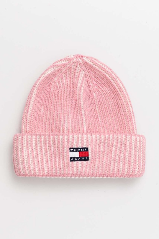 Tommy Jeans czapka z domieszką wełny różowy AW0AW16785