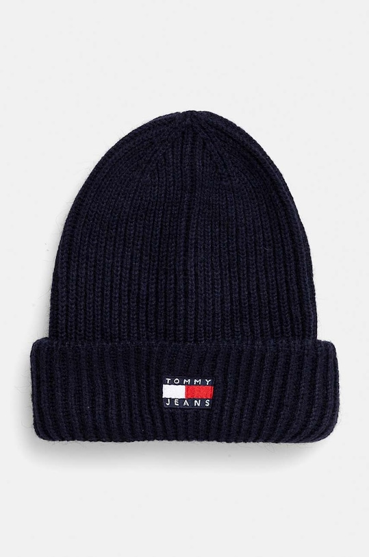 Σκουφάκι Tommy Jeans με μείγμα μαλλιού σκούρο μπλε AW0AW16785