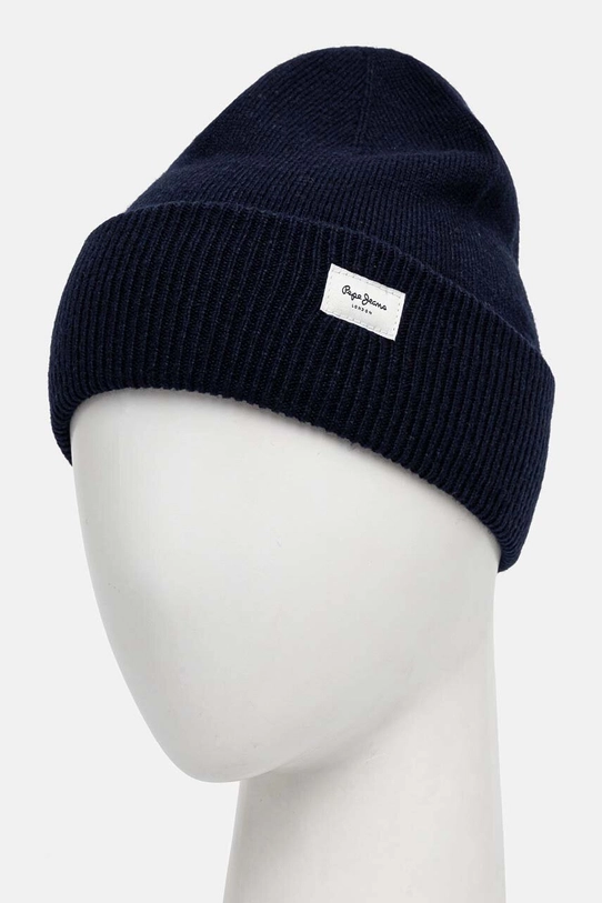 Čiapka s prímesou vlny Pepe Jeans YELA HAT PL040360 tmavomodrá AW24