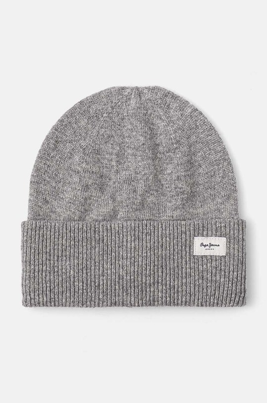Čepice z vlněné směsi Pepe Jeans YELA HAT s příměsí vlny šedá PL040360