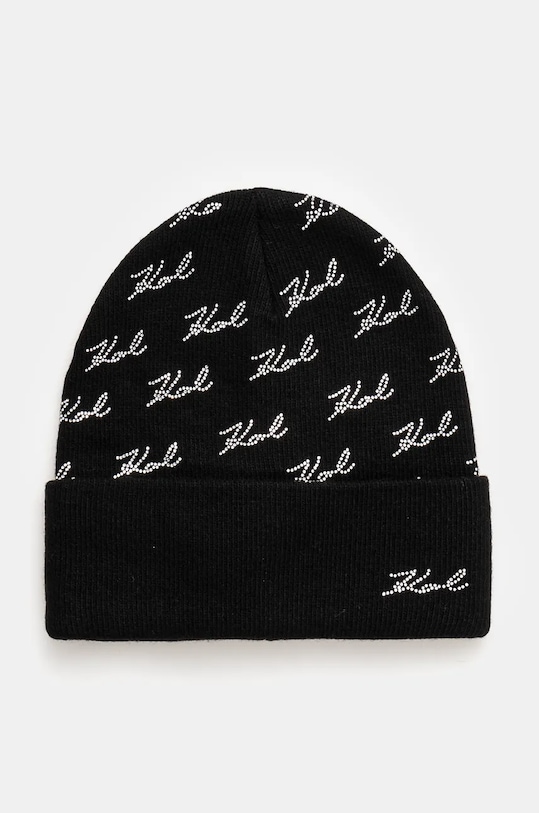 Čepice z vlněné směsi Karl Lagerfeld s příměsí vlny černá 246W3414