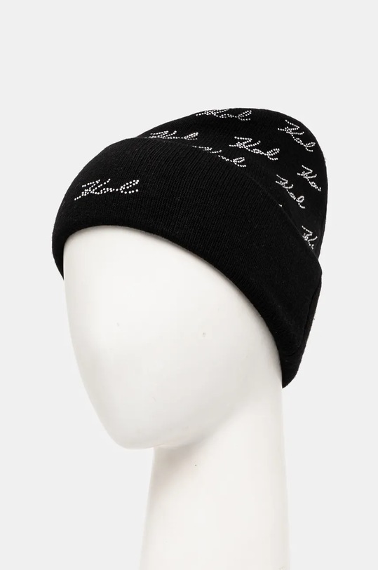 Čepice z vlněné směsi Karl Lagerfeld 246W3414 černá AW24