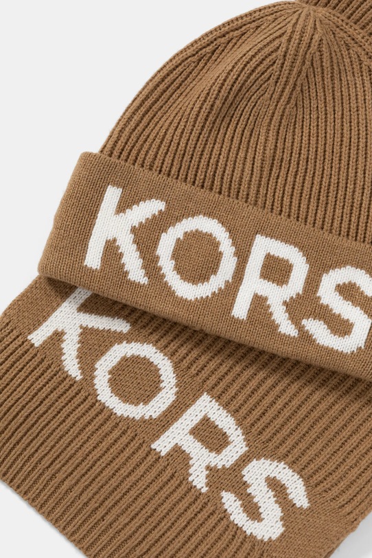 MICHAEL Michael Kors czapka i szalik z domieszką wełny brązowy 540005