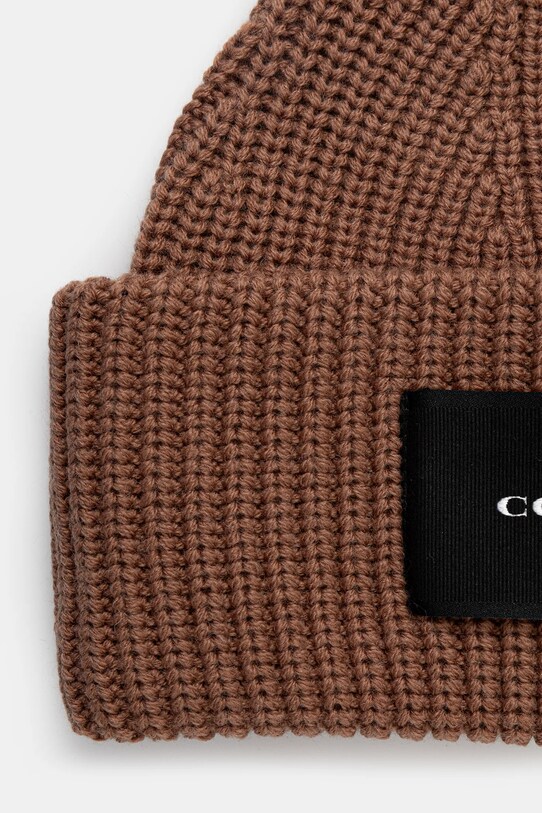 Coach czapka z domieszką wełny 29CO100424 brązowy AW25
