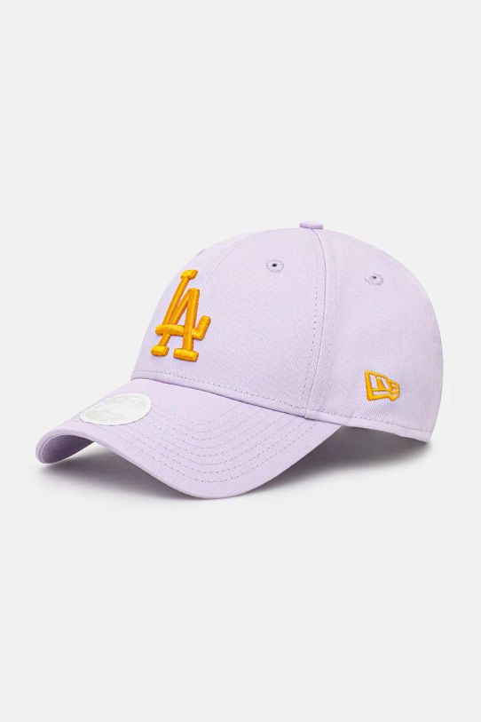 Βαμβακερό καπέλο του μπέιζμπολ New Era ESS 9FORTY® LOS ANGELES DODGERS απλικέ μωβ 60565238