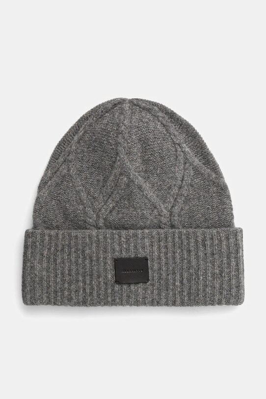 Vlněná čepice AllSaints vlna šedá AS101541