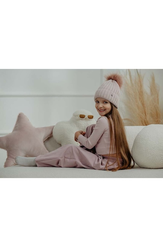 Παιδικός σκούφος από μείγμα μαλλιού Jamiks BELIZE II BELIZE.II.NAK.gl.JZH241 ροζ