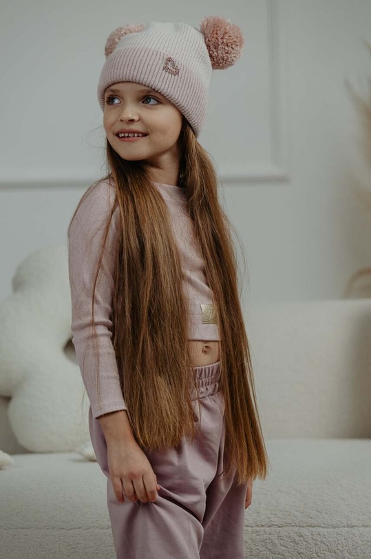 Jamiks czapka z domieszką wełny dziecięca CACHAREL IVA z domieszką wełny różowy CACHARELIVA.Na.g.JZH237