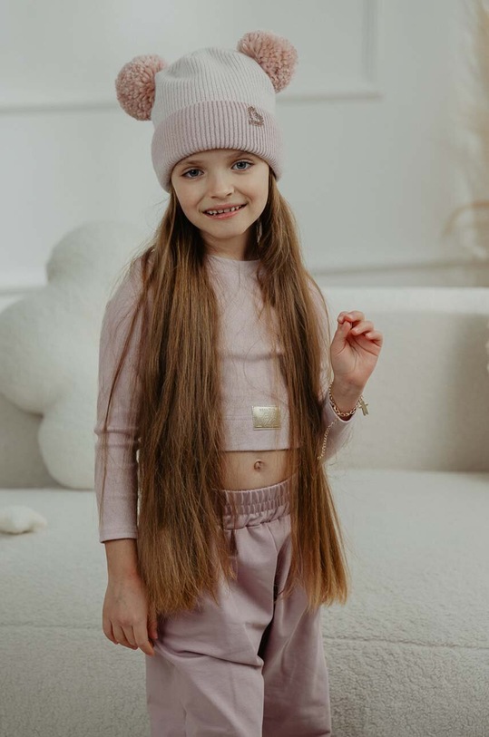 Dziewczynka Jamiks czapka z domieszką wełny dziecięca CACHAREL IVA CACHARELIVA.Na.g.JZH237 różowy