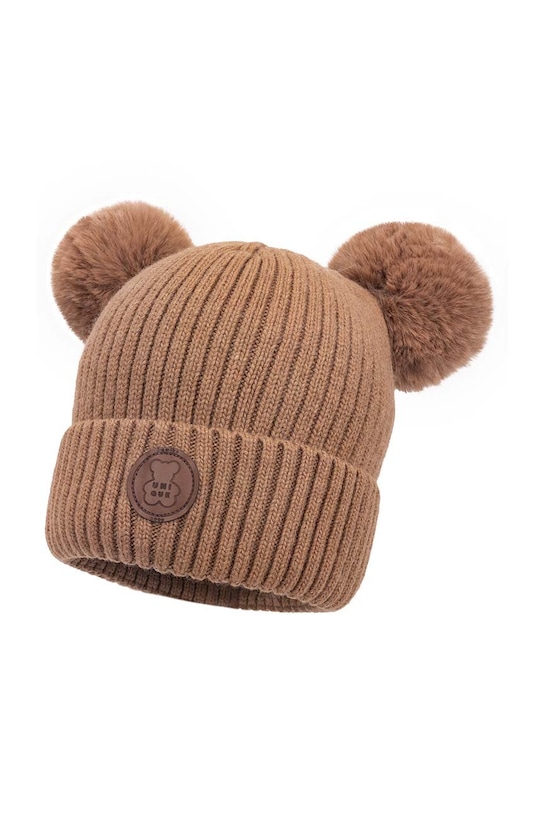 Jamiks czapka z domieszką wełny dziecięca IZIZ IIA z domieszką wełny brązowy IZIZ.IIA.NAK.gl.JZH027