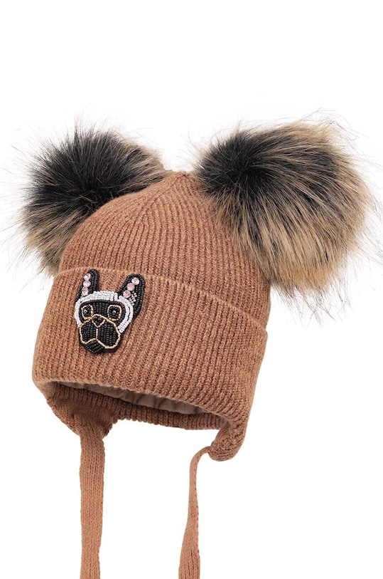 Детская шапка с примесью шерсти Jamiks LUMISHI IIA аппликация коричневый LUMISHI.IIA.Na.g.JZH471