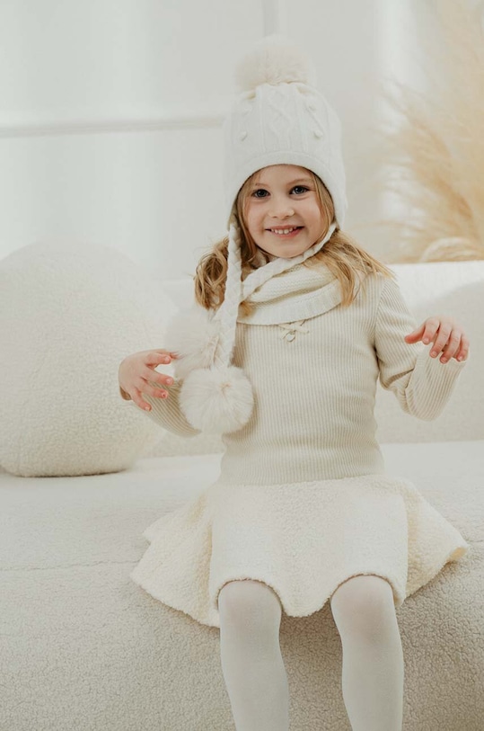 Jamiks czapka wełniana dziecięca MALAKI wełna beżowy MALAKI.m.II.Na.g.JZH392