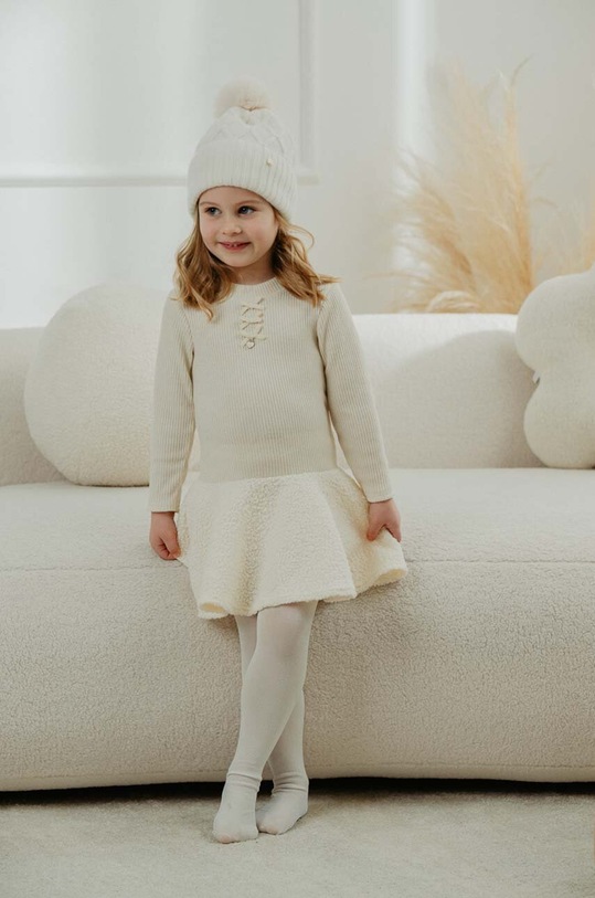 Dziewczynka Jamiks czapka wełniana dziecięca SILKA SILKA.me.II.Na.g.JZH507 beżowy