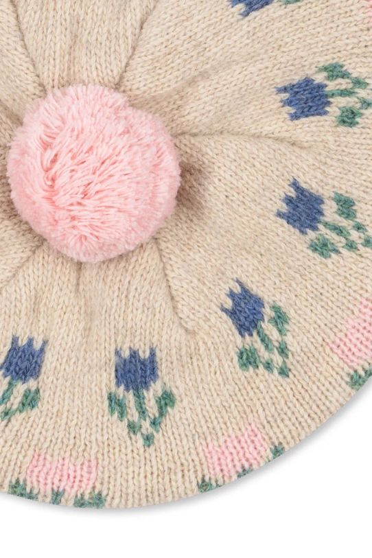 Детска вълнена барета Konges Sløjd BELOU KNIT BERET бежов KS101423