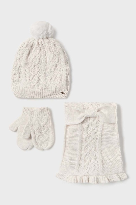 Παιδικό Σκουφάκι, Μπαλακλάβα και γάντια Mayoral με μείγμα μαλλιού μπεζ 10768.4C.Czapkakom.9BYH