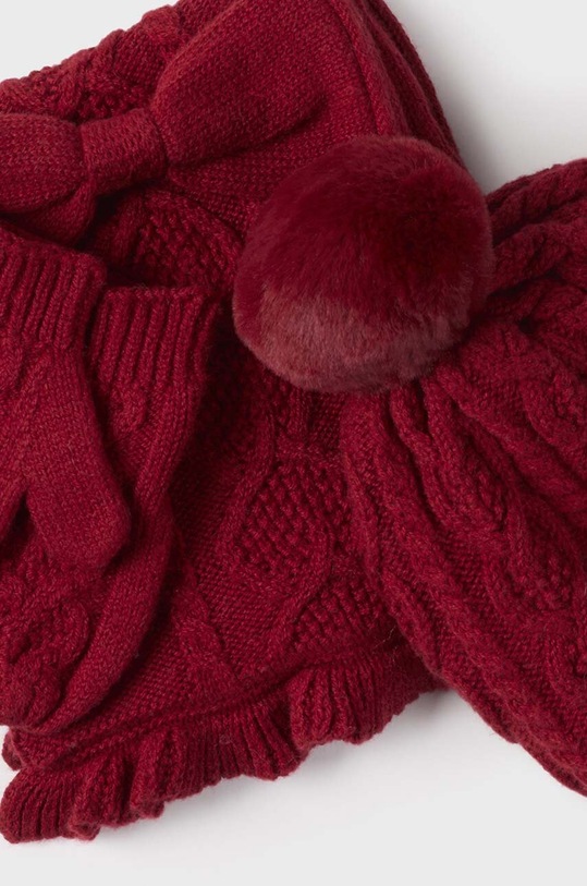 Mayoral czapka, komin i rękawiczki dziecięce 10768.4C.Czapkakom.9BYH czerwony AW24