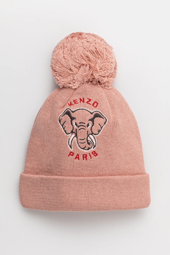 Kenzo Kids czapka z domieszką kaszmiru dziecięca z domieszką wełny różowy K60608.G.50.52