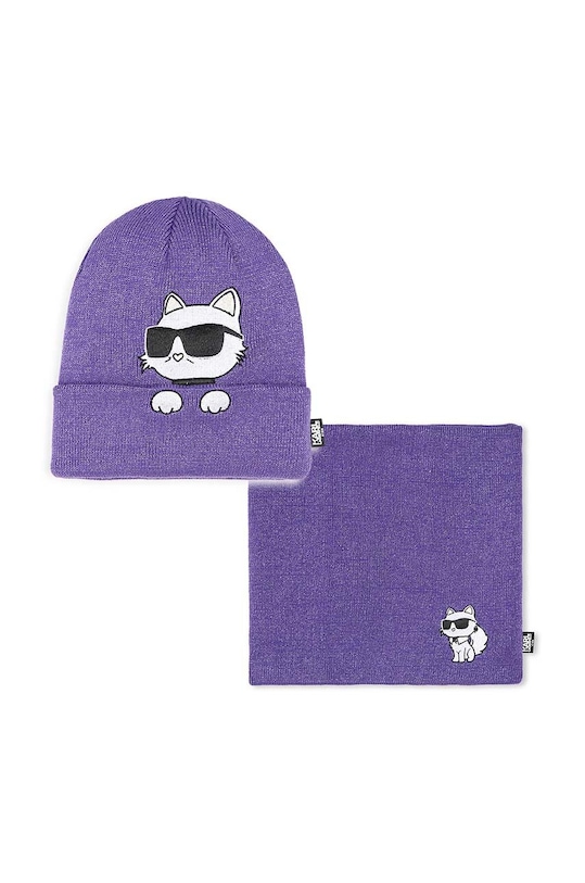 Karl Lagerfeld czapka i szalik dziecięcy aplikacja fioletowy Z30333.
