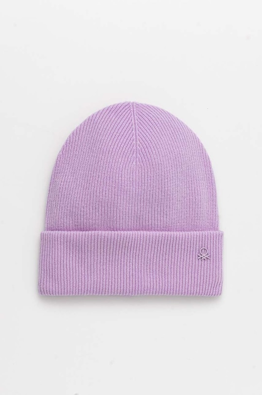 United Colors of Benetton czapka wełniana dziecięca wełna fioletowy 1244CA00X.G.Seasonal