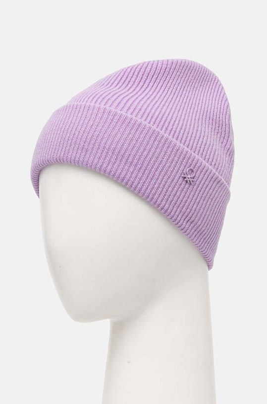 United Colors of Benetton czapka wełniana dziecięca 1244CA00X.G.Seasonal fioletowy AW24