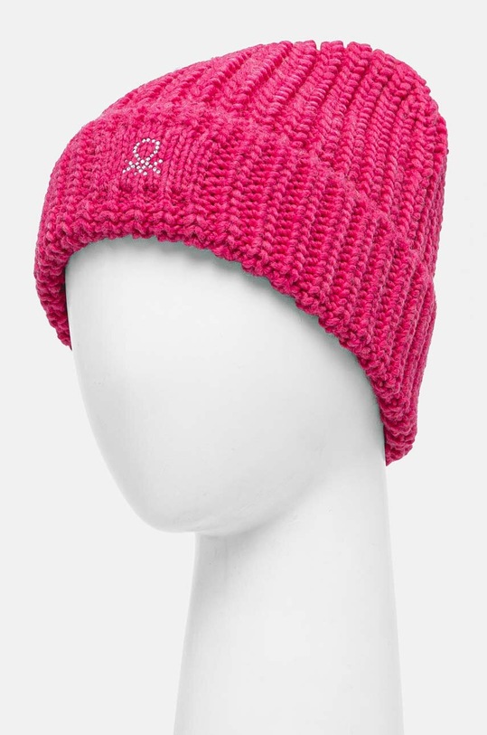 Čepice z vlněné směsi United Colors of Benetton 105HCA008.G.Reproposed růžová AW24