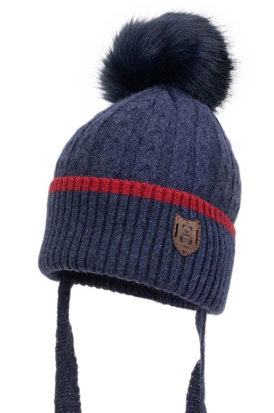 Детская шапка с примесью шерсти Jamiks CONRADO II аппликация тёмно-синий CONRADO.II.Na.gl.JZH434