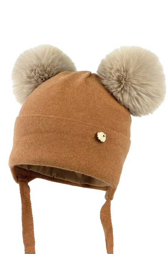 Jamiks caciula din lana pentru copii KIERAN IIA imprimeu maro KIERAN.IIA.Na.gl.JZH438