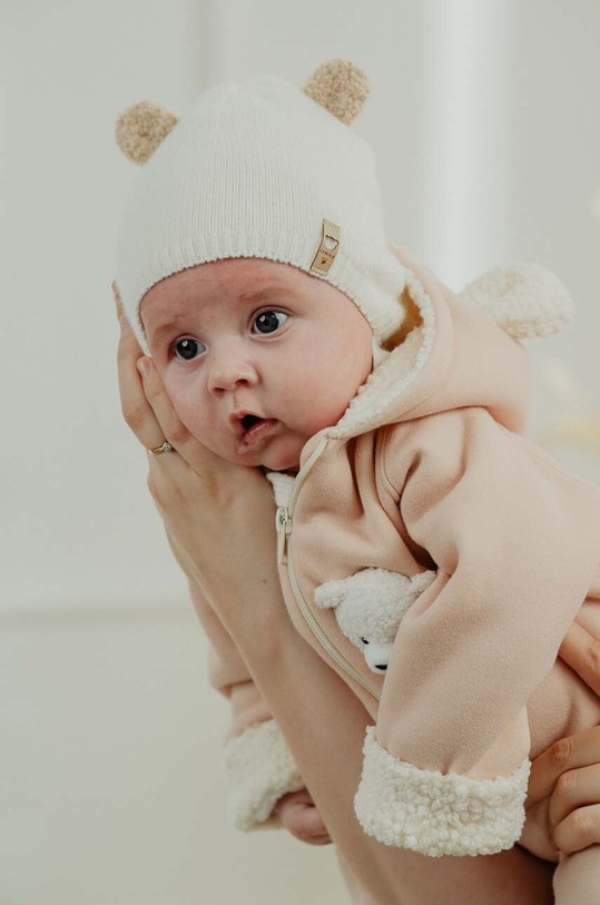 Dětská čepice s příměsí vlny Jamiks TOMIRIS béžová TOMIRIS.NAK.gl.JZH053